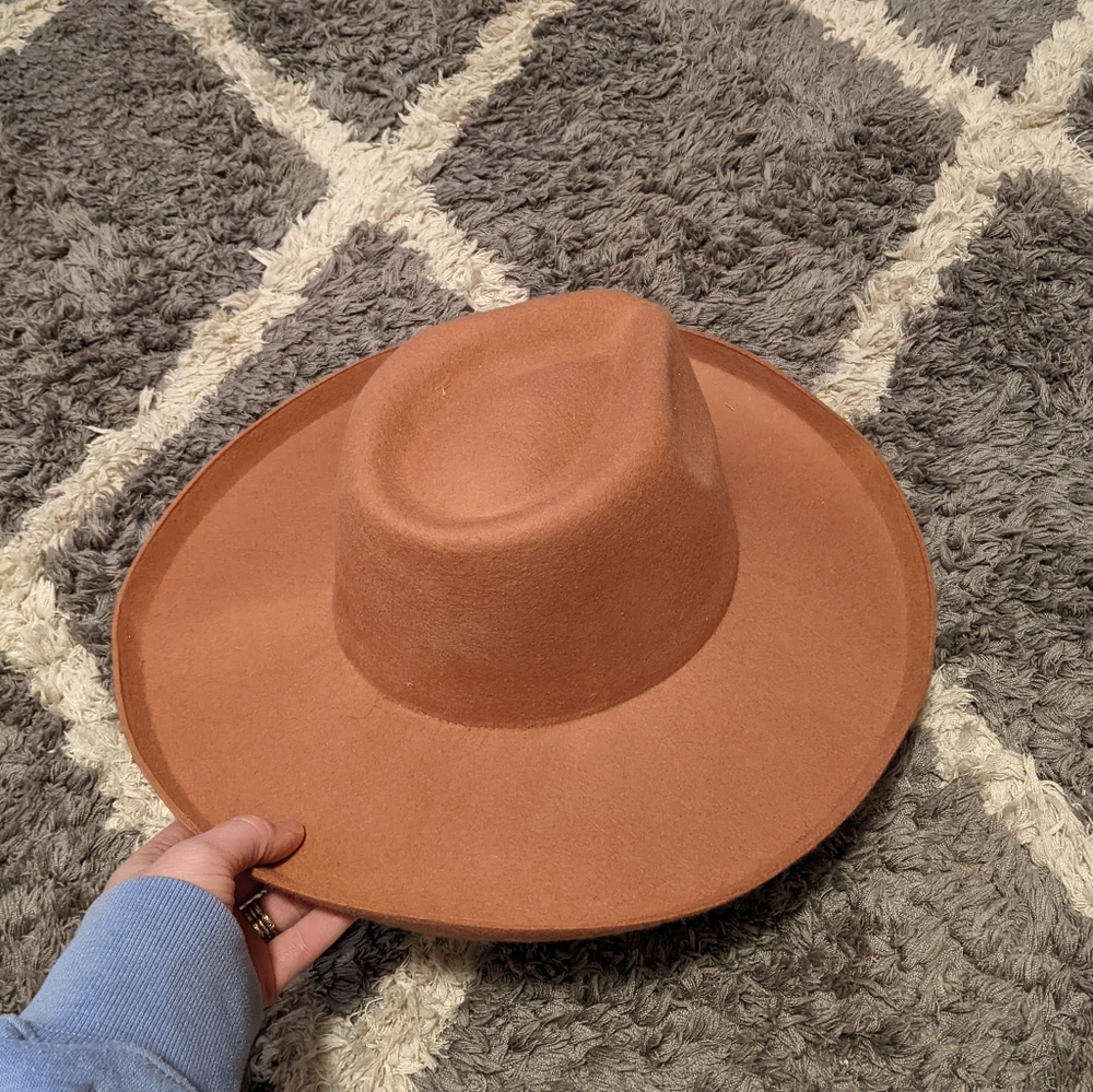 NWT Universal Thread Women's Upturned Wide Brim Felt Fedora Hat Terracotta Pink - Picture 6 of 6